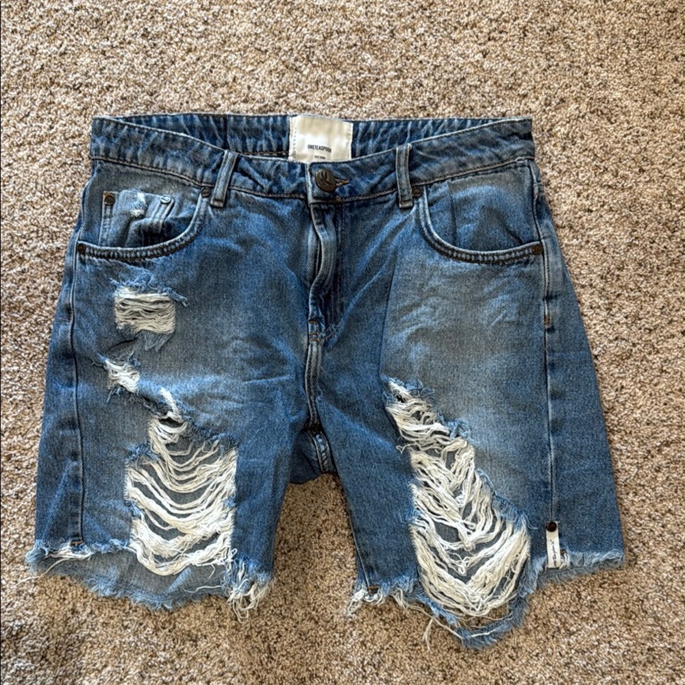 One Teaspoon Distressed Denim Shorts